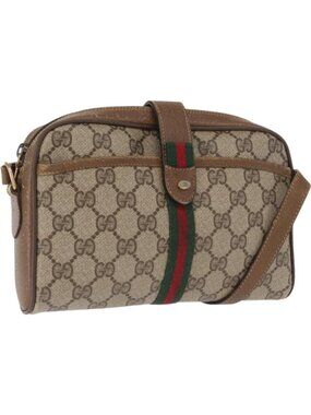GUCCI GG Supreme Web Sherry Line Bag PVC Beige Gold 89 02 055